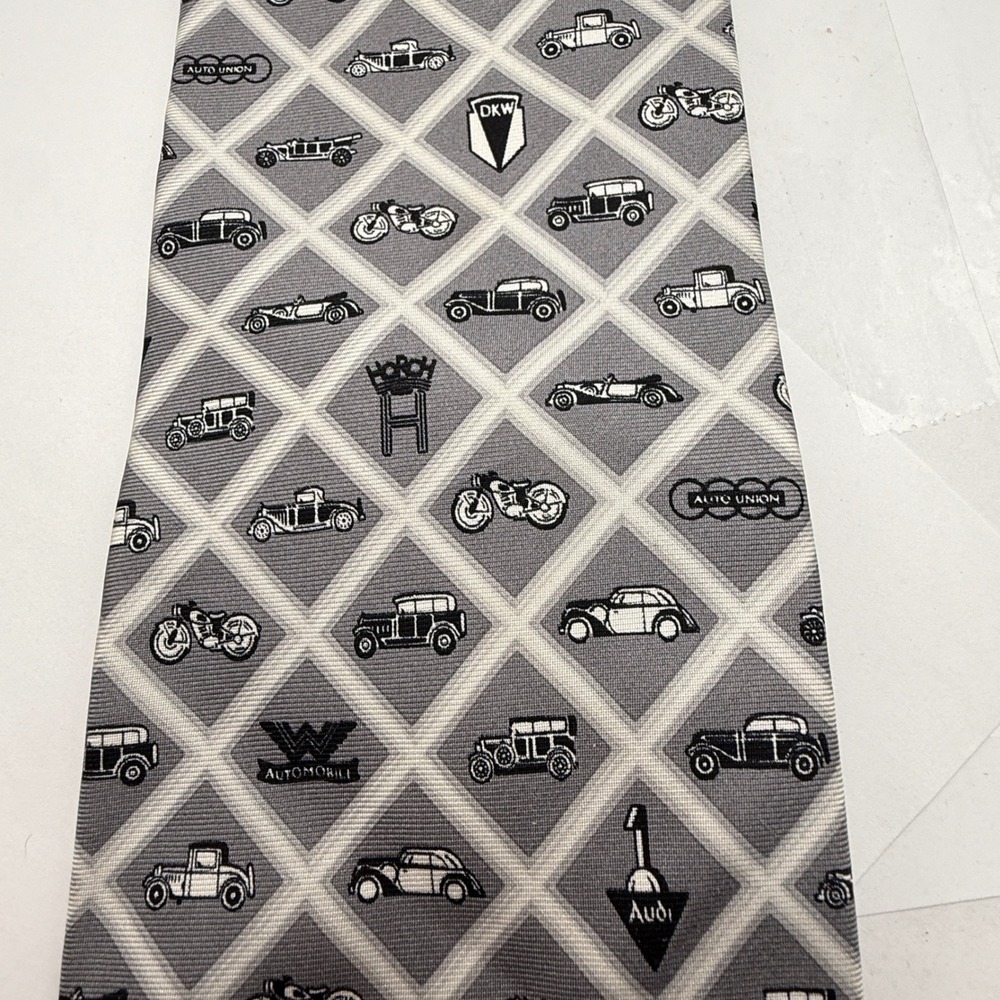 Audi‎ Logo Silk Tie Antique Cars Motorcycles, Silk Men's Gift Novelty - Picture 10 of 11